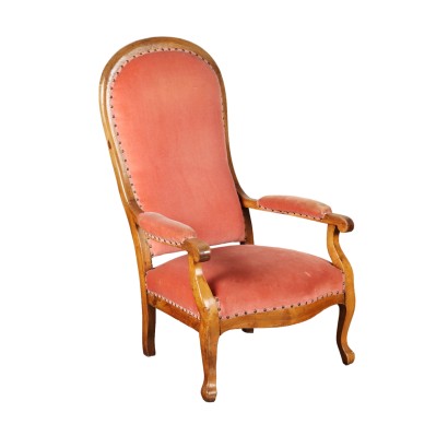 Ancient Louis Philippe Armchair '800 Wood Padded Seat Armrests
