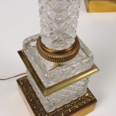 Paar Pa-Lampen aus Kristall und Bronze