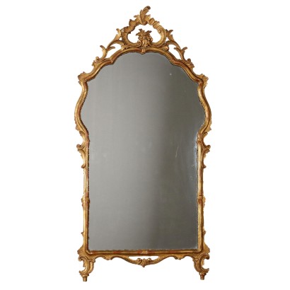 Miroir Ancien Style Rococo '900 Cadre Bois Doré Gravé