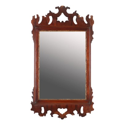 Ancient British Mirror '800 Carved Mahogany Wood Frame Gilded