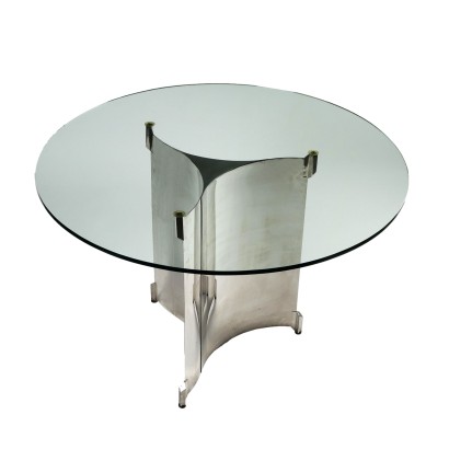 Design Tisch Italien 60er-70er Jahre Basis aus Verchromter Metall