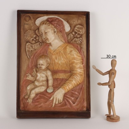 Madonna mit Kind Flachrelief aus Gips