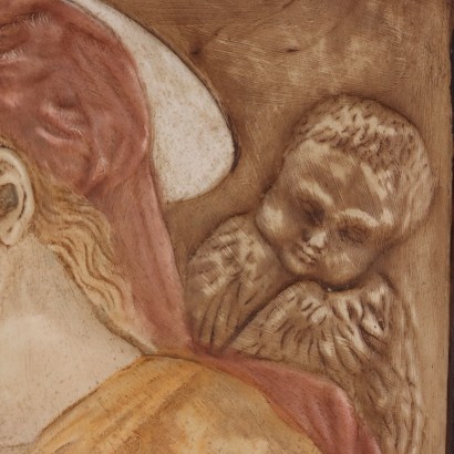 Vierge à l'Enfant Bas-relief en plâtre