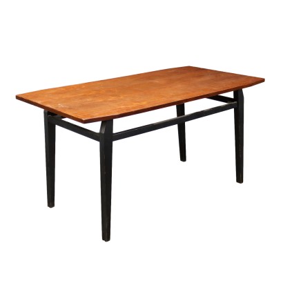 Vintage Italian Table 1960s Ebony Painted Wood Veneered Top