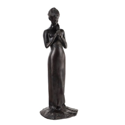 Antike Skulptur Mädchen Trubetskoy Italien '900 Antiker Bronze