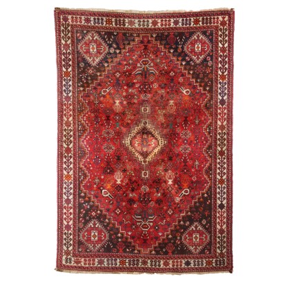 Vintage Shiraz Carpet Iran 1950s-60s Furnishing Cotton Wool Big Knot