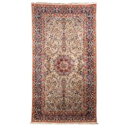 Vintage Kerman Carpet Iran 1990s Furnishing Cotton Wool Big Knot