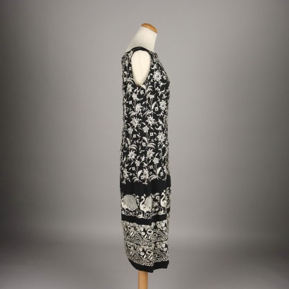 Pfau besticktes Vintage-Kleid
