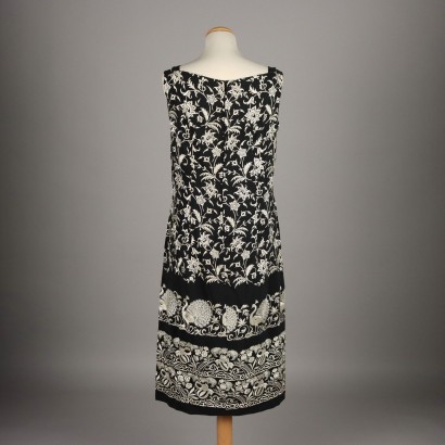 Pfau besticktes Vintage-Kleid