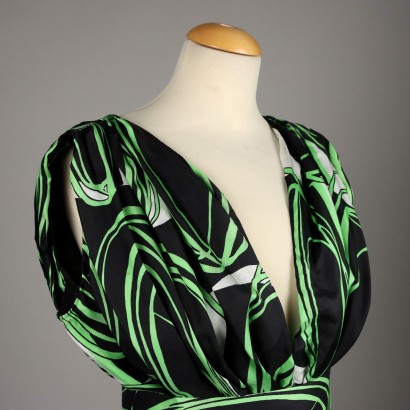 Vintage schwarzes und grünes Kleid