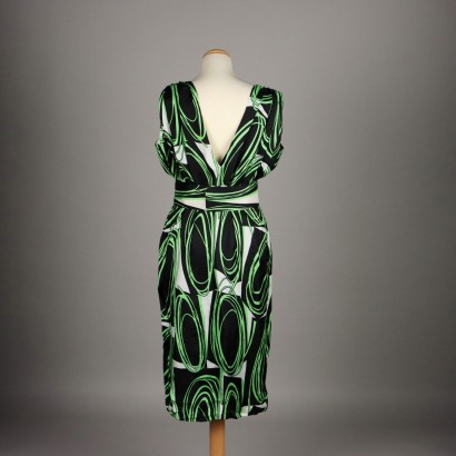 Vintage schwarzes und grünes Kleid