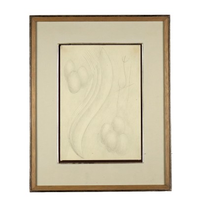 Contemporary Drawing by F. Melotti Abstract Pencil on Paper 1972