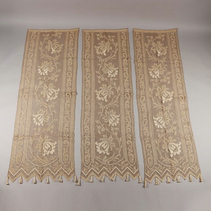 Second Hand Curtains '900 Filet Cotton Flower Embroidery Écru