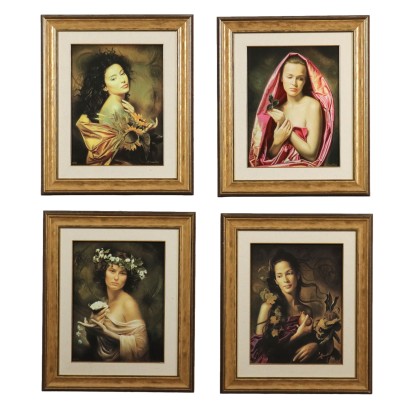 Vier Siebdrucke auf Leinwand U. Satini '900 Allegorisches Subjekt