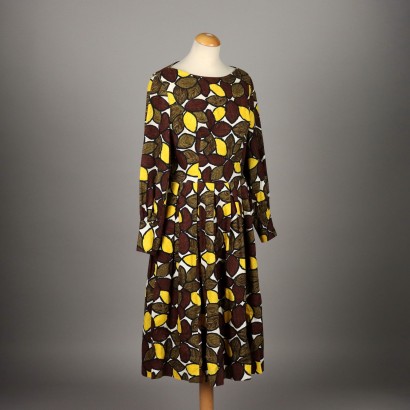 Vintage Kleid der 50er-60er Jahre Gr. M Shantung Baumwolle Fantasy