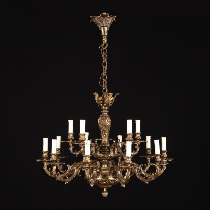 Ancient 15 Lights Rococo Chandelier '900 Gilded Bronze Brass