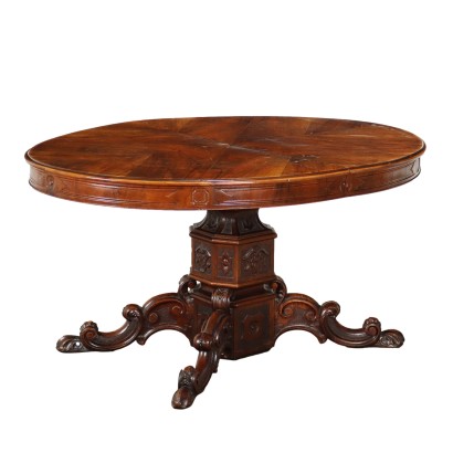 Antiker Ausziehbarer Tisch Umbertino '800 Walnuss Holz