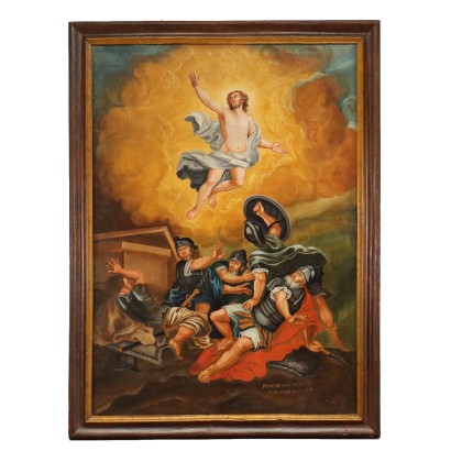 Antikes Gemälde Heiliges Subjekt '700 Öl auf Leinwand Bild Rahmen