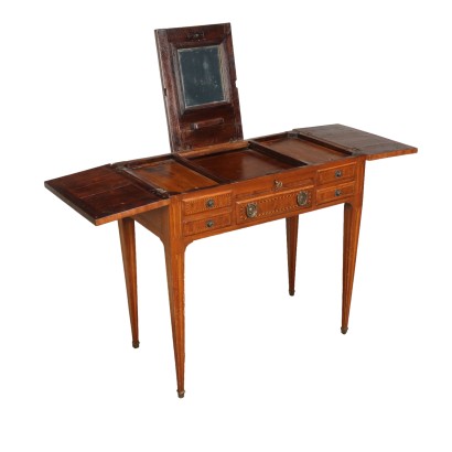 Ancient Vanity Table Neoclassical Style '800 Walnut Top Poplar Oak