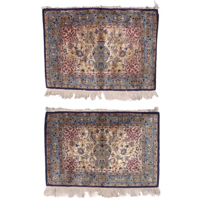 Pair of Vintage Isfahan Carpets Iran 1950s Wool Silk Extra-Fine Knot
