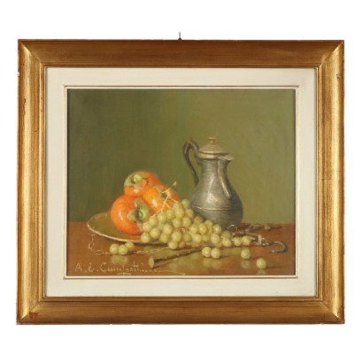 Contemporary Painting E. A. Campestrini Still Life Oil on Canvas