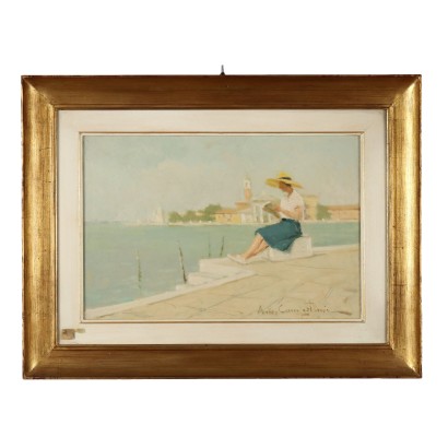 Contemporary Painting E.A Campestrini Venetian Glimpse Oil on Canvas