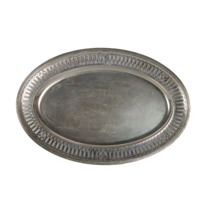 Antiker Silbertablett Cesa Alessandria Erste '900 Perforiertes Silber