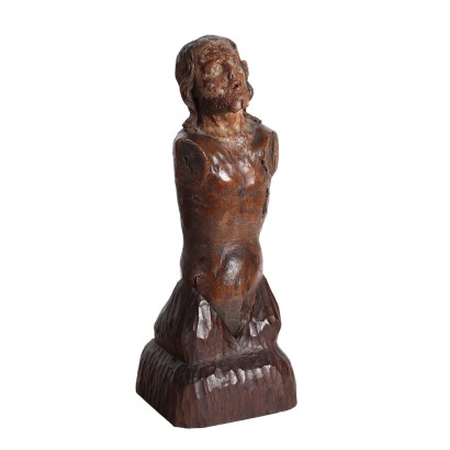 Ancient Christ '600 Carved Fruit Wood with Lacquering
