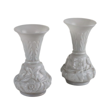 Vases Anciens Art Nouveau '800-'900 Verre Décorations Acanthe
