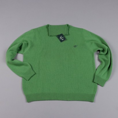 Second Hand Jumper Henry Cotton's Size 50 Pure Green Wool