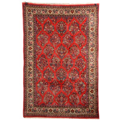 Ancient Saruk Carpet Cotton Wool Big Knot Handmade
