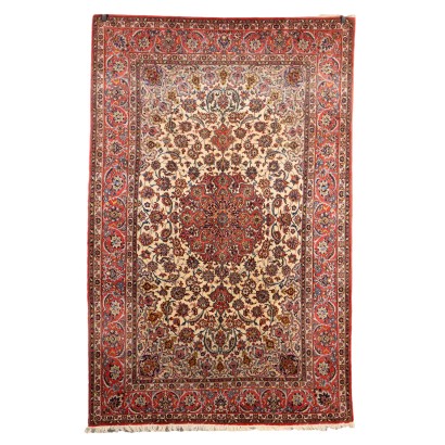 Antiker Isfahan Teppich Iran Baumwolle Wolle Extra-Feiner Knoten