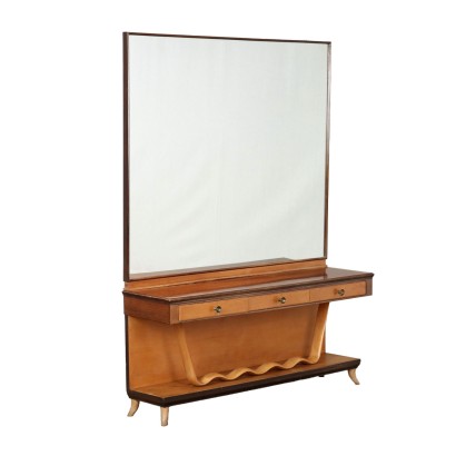 Vintage Vanity Table from the 1940s Exotic Wood Veneered Beech Mirror