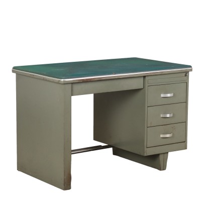 Vintage Writing Desk from the 1960s Enamelled Metal Leatherette
