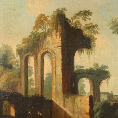 Landschaftsmalerei mit Ruinen und Figuren,Landschaft mit Ruinen und Figuren,Landschaftsmalerei mit Ruinen und Figuren