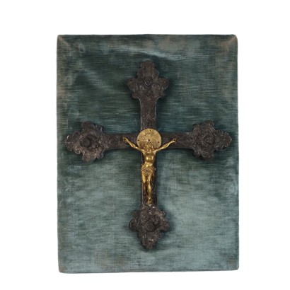 Ancient Wooden Crucifix Wood Sheeth Metal Gilded Bronze Chiselled