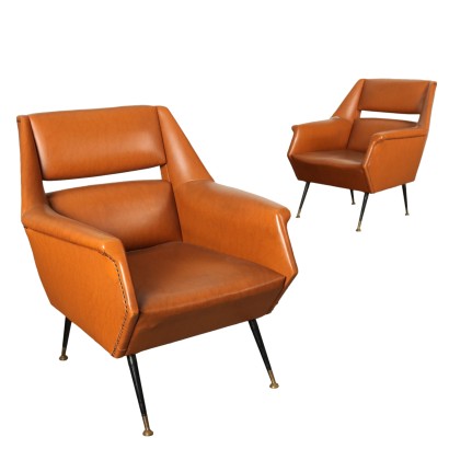Vintage Sessel der 50er-60er Jahre Metall Polsterung Kunstleder