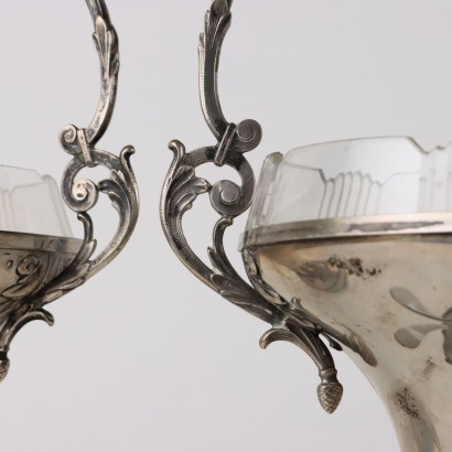 Paar Tortenständer aus Silber und Glas