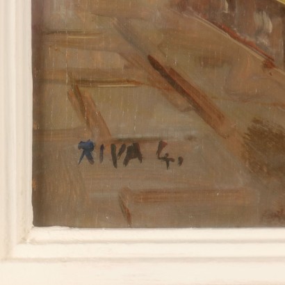 Peinture signée Giovanni Riva, Vue du Naviglio à Milan, Giovanni Riva, Giovanni Riva, Giovanni Riva, Giovanni Riva