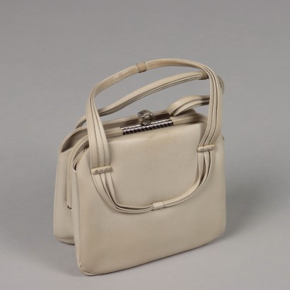 Vintage Bag by Fontana Modelli 1950s-60s Cream White Leather