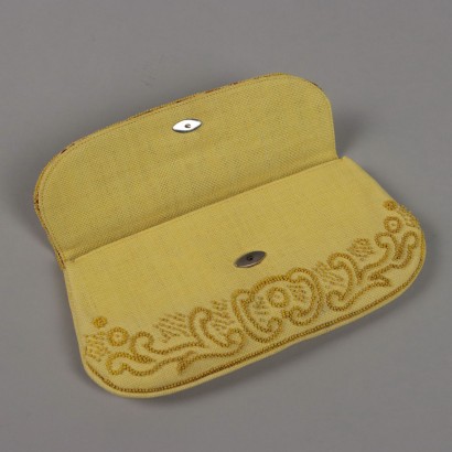 Vintage Gelbe Clutch Tasche mit Perlen