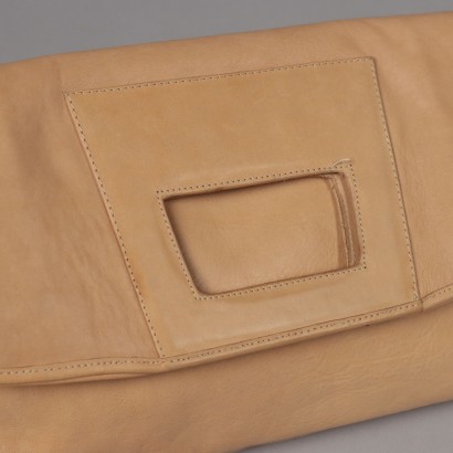 Sand Color Leather Bag, Vintage Sand Color Leather Bag