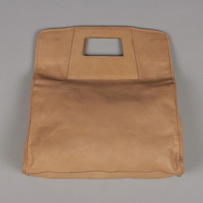 Sand Color Leather Bag, Vintage Sand Color Leather Bag