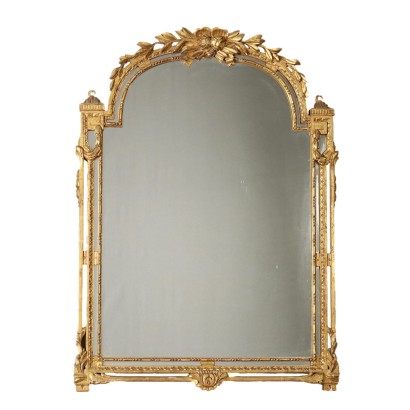 Ancient Neoclassical Style Mirror Gilded Wood Italy XX Century