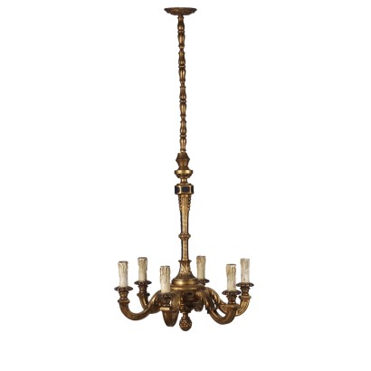 Ancient Neorenaissance Style Chandelier Early '900 Gilded Wood