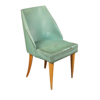 Vintage Stuhl der 50er Jahre Schaumpolsterung Kunstleder Buche