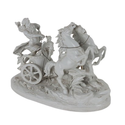 Antike Skulptur Ginori Man. Doccia 1850 Porzellan Pferde