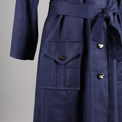 Vintage-Kleid aus blauem Leinen
