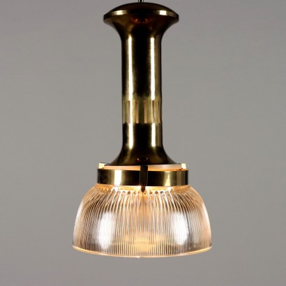 Lampe Vintage à Plafond des Années 60 Structure en Laiton et Verre