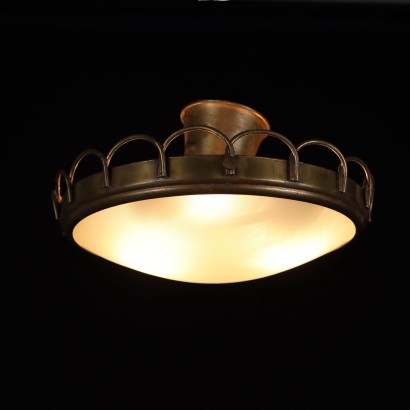 Vintage Deckenlampe der 50er Jahre Struktur aus Messing Glas